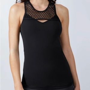 Yogalicious Navy Mesh Cut Out Tank Top